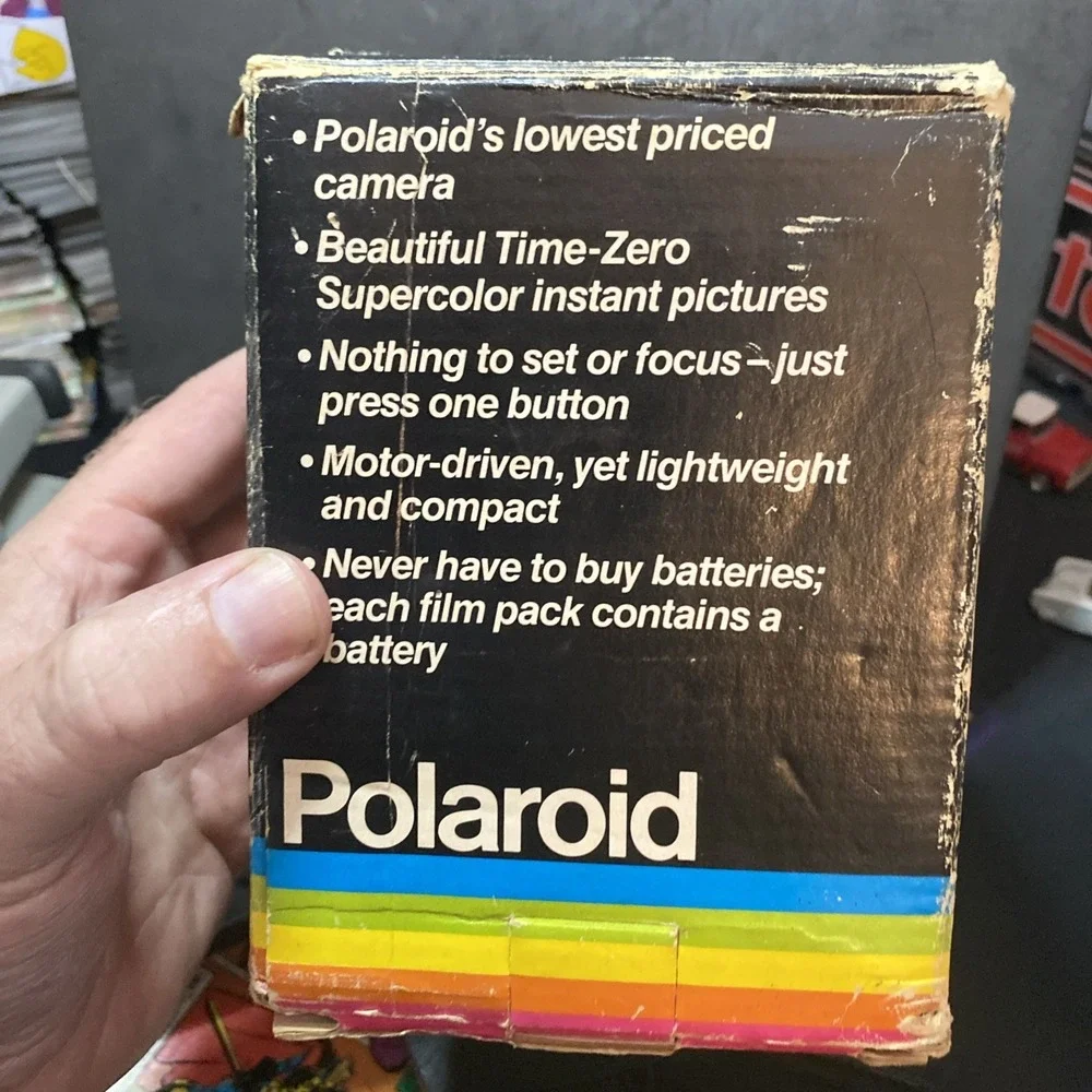 Vintage Polaroid The Button with box Instant Camera And Instructions Nice D1